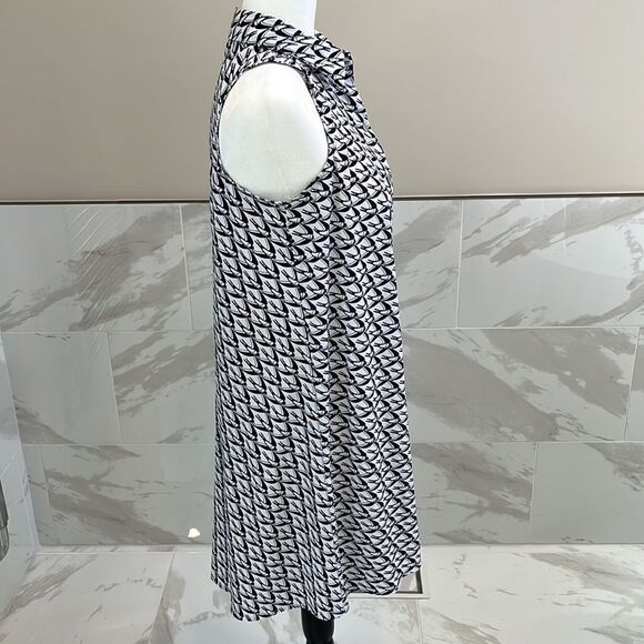 WOMENS Sz 4 P ALFANI Navy DIVING DOVES SLEEVELESS COLLARED BUTTON-UP SHIRT DRESS - Picture 5 of 6